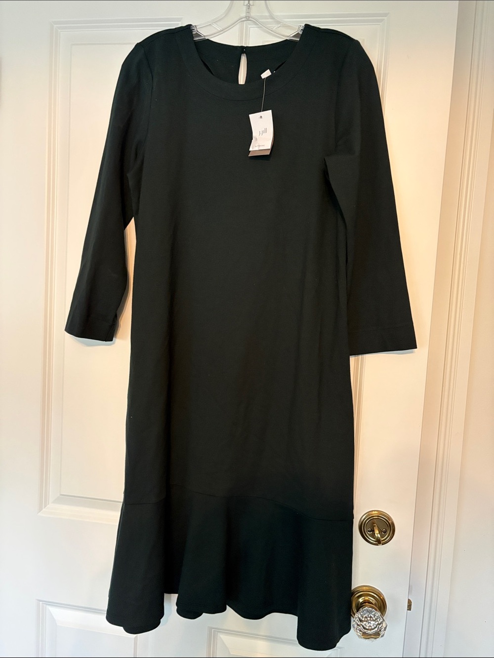 J. Jill Black Long-Sleeve Flounce Hem Dress